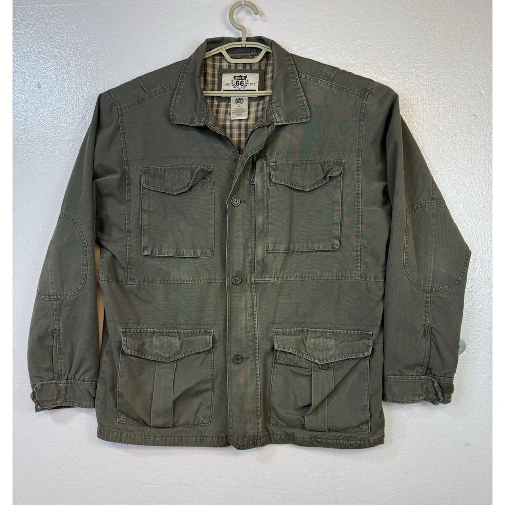 Route 66 Mens Military Utility Jacket Sz M Olive Green Barn Chore Grunge